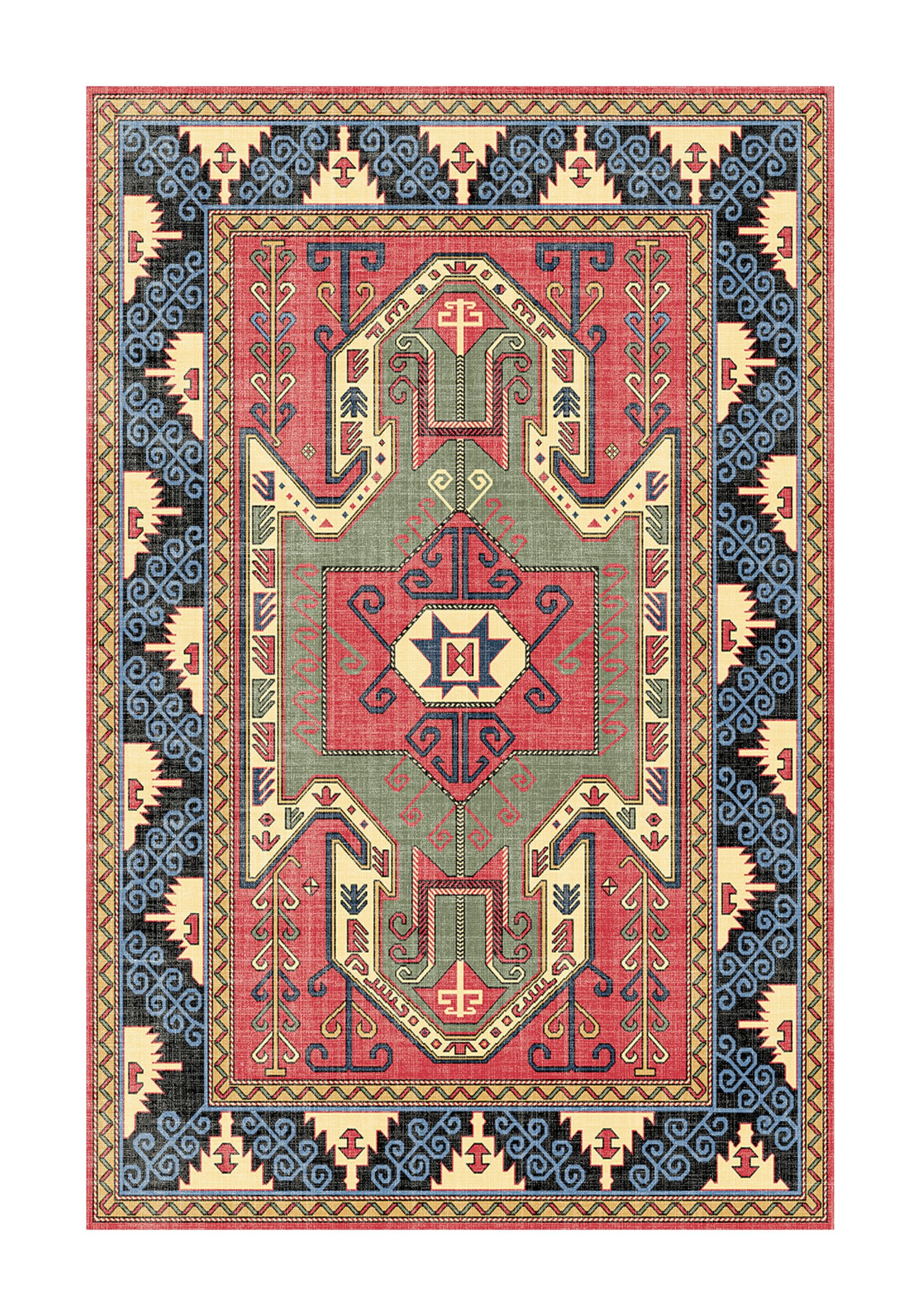 ETNİK-10-RENKLİ Tapis Salon Ethnique Multicolore – Motifs Traditionnels Maroc – Image 1