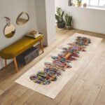Tapis Couloir Moderne Motifs Plumes – Style Coloré et Élégant