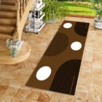 Tapis Couloir Moderne Marron – Motifs Géométriques Élégants