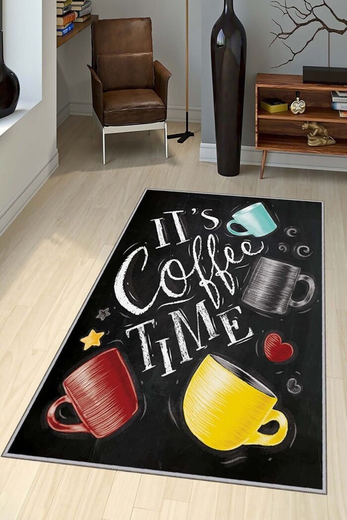 Tapis Cuisine Coffee Time – Design Moderne Noir & Coloré – Image 3