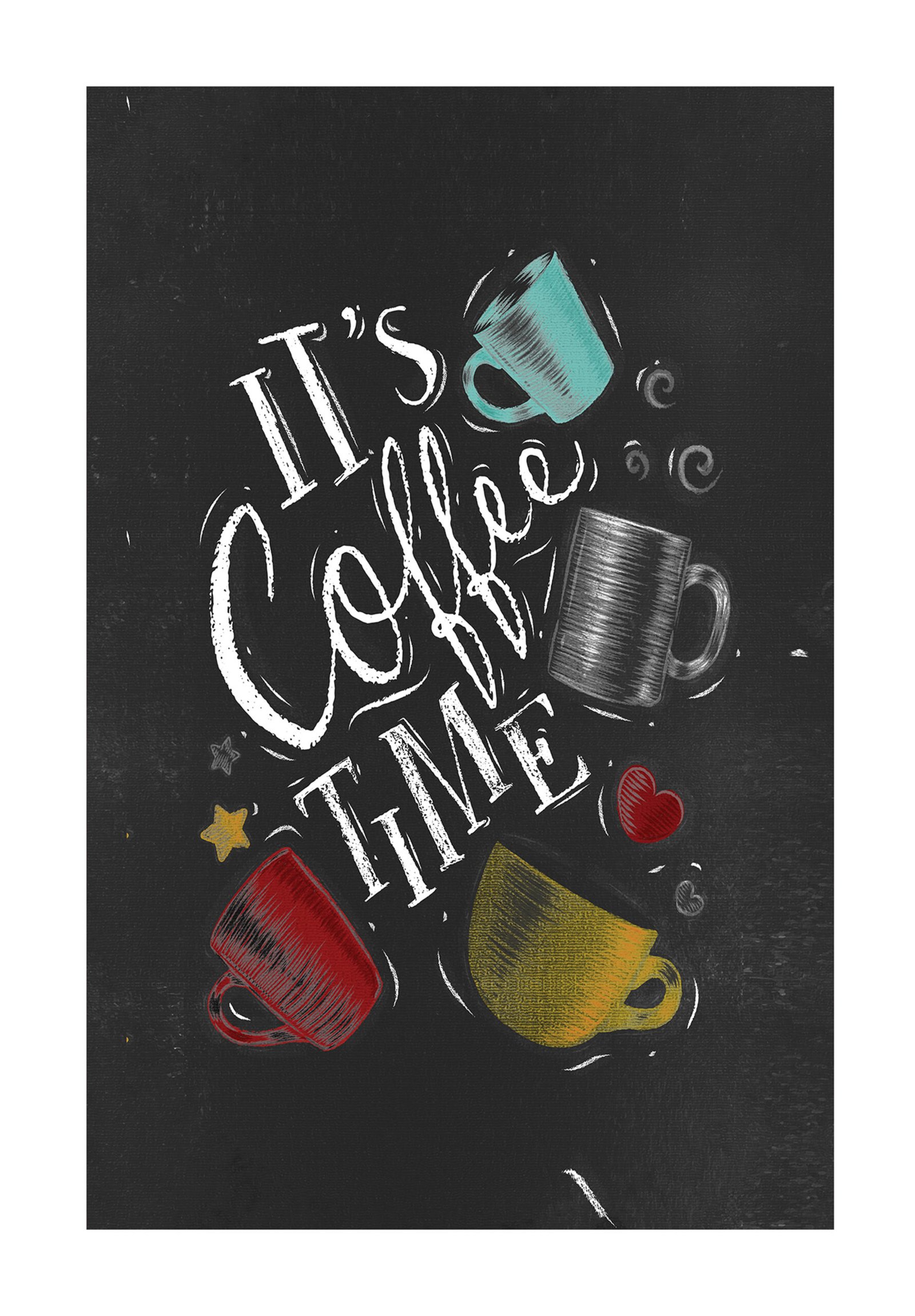 MUTFAK-44-ANTRASİT Tapis Cuisine Coffee Time – Design Moderne Noir & Coloré – Image 1