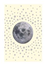 Tapis décoratif thème lune et étoiles, idéal pour chambre bébé ou enfant avec livraison rapide au Maroc.